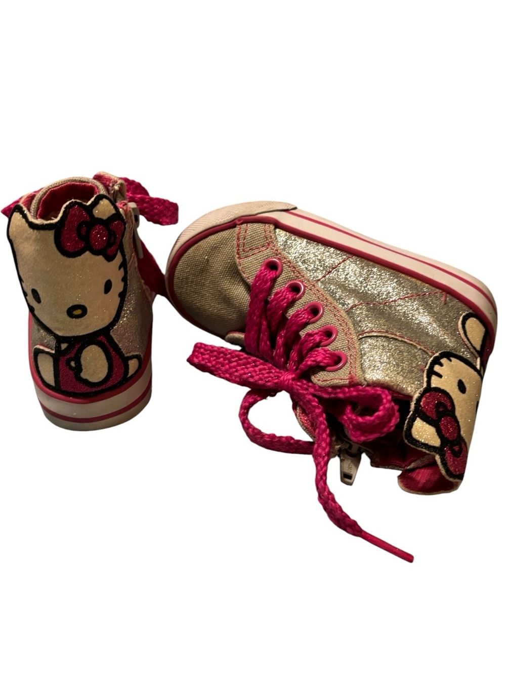 Hello Kitty Kids Girls 6 High Top Sneakers Silver Pink